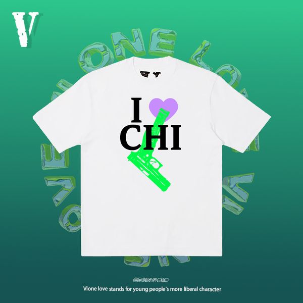 

luxury brand t shirt v and lone love wang yibo's same pistol short sleeve t-shirt men's fashion brand trend loose high s, White;black