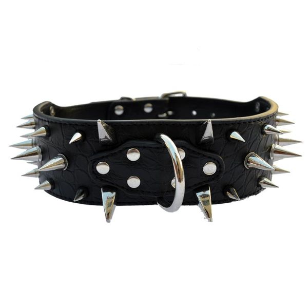 

dog collars & leashes 2 inch wide croc leather collar personalized spiked for pitbull big large pet supplies black brown