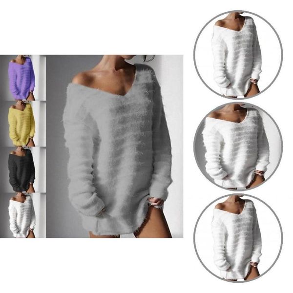 

women's sweaters streetwear casual v neck long sleeve knitted blouse all match knitwear jumpers style for working, White;black