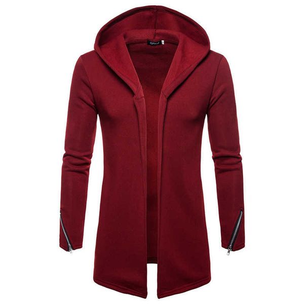 

zogaa autumn and winter men's sweater men's long sleeve long hooded warm slim fashion windbreaker casual coat cardi 211011, Tan;black