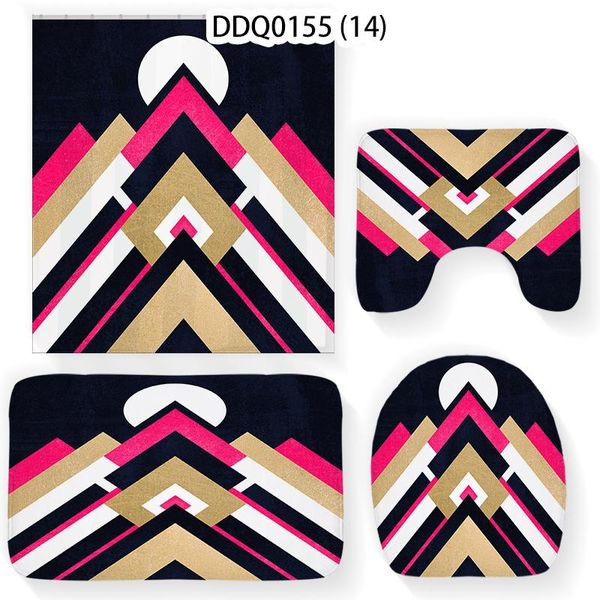 

bathroom decor landscape art curtain shower waterproof set non-slip carpet toilet lid cover bath mat mats