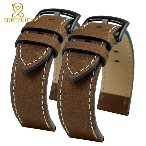 

watch bands nubuck genuine leather strap for t-imex t49905 t49963 t49953 c-itizen band 20mm 22mm watchband matte belt, Black;brown