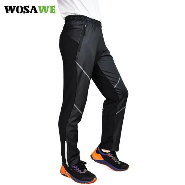 

racing pants wosawe winter men's fleece thermal cycling waterproof windproof running tights sportswear mtb riding trousers, Black;blue