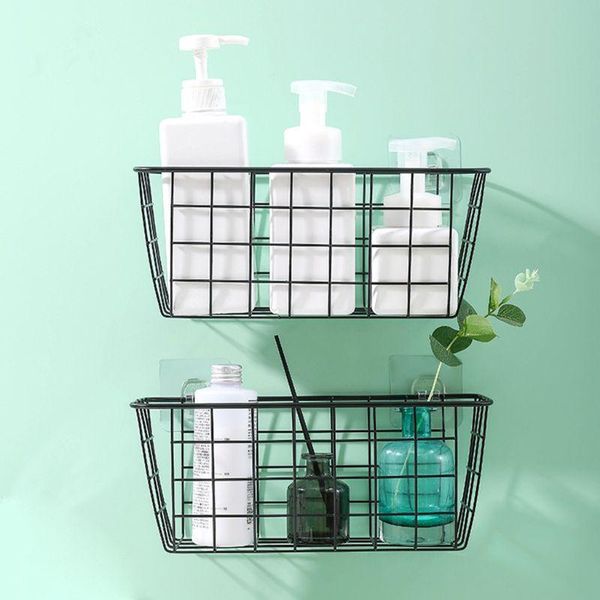 

storage baskets bathroom shelf adhesive rack shower wall mounted basket organizer kitchen home decor accessories