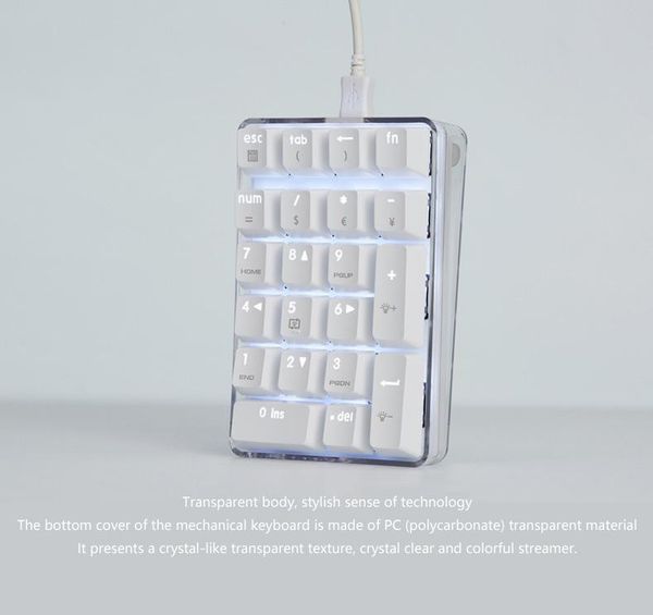 

usb wired mechanical numeric keypad 21 keys mini numpad rgb backlight keyboard accounting lapnotebook tablets keyboards
