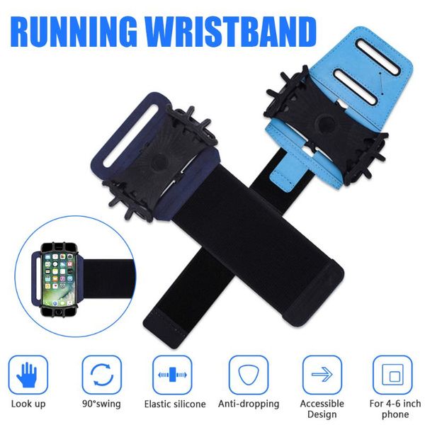 

180Â° rotatable wristband phone holder sports men women armbands touch screen cell arms band for hiking running outdoor bags
