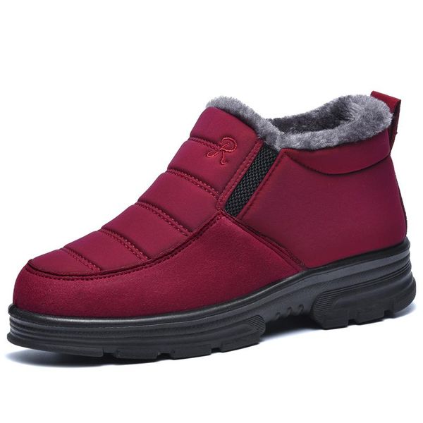 

boots dacomfy women lightweight winter shoes waterpoor snow female slip on casual middle-aged walking footwear, Black