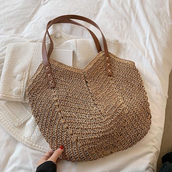 

evening bags 2021 summer woven bag ladies leisure shopping vegetable basket female straw large capacity shoulder