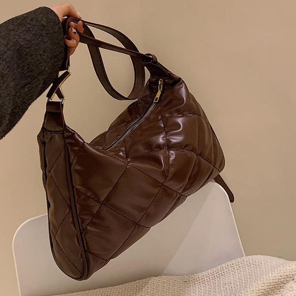 

evening bags winter big quilted pu leather bucket shoulder for women fashion crossbody bag large designer brand tote handbags and purses