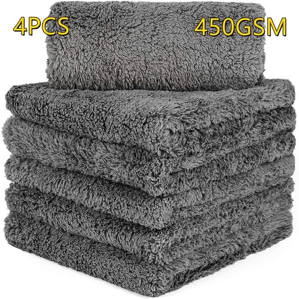 

towel 4pcs microfiber car wash drying cleaning cloth trimming care absorbent double faced