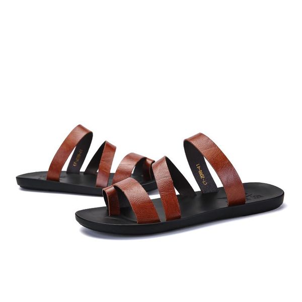 

sandals homme para sandalsslippers outdoor slide sandal sandalias sandale ete cuero summer transpirables fashion male couro man, Black
