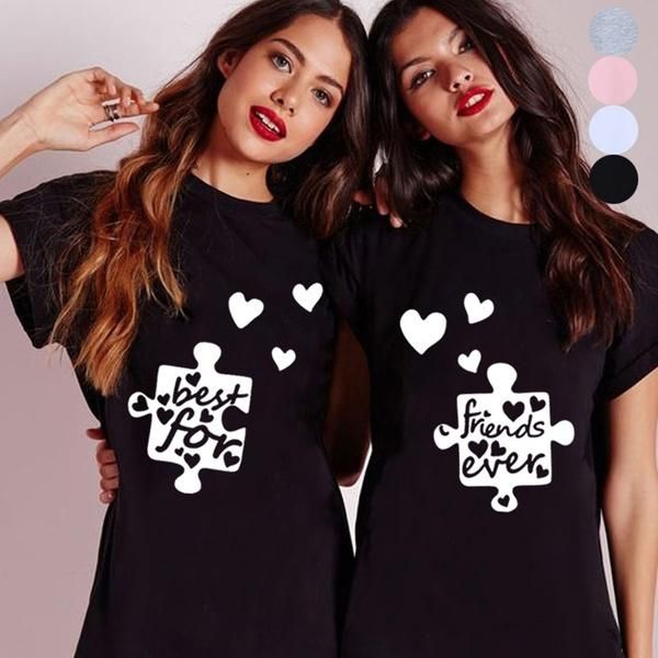 

women's t-shirt friends forever funny t shirt young girl street style cute heart graphic fashion grunge aesthetic tumblr cotton casual, White