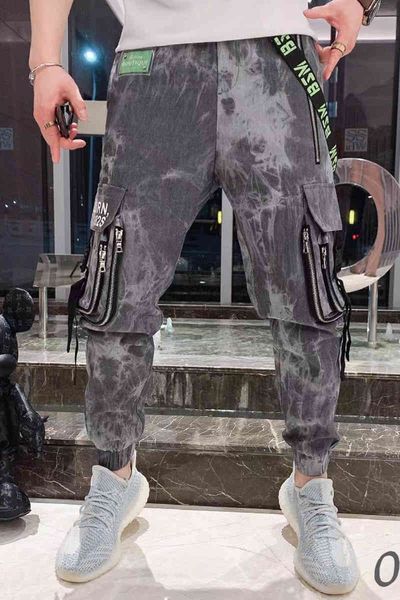 

pant men's spring cute puppy boy cargo pants, neat and tidy-tight long, male pants every, Black
