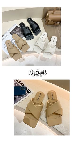 

women slippers 2021 summer fashion design cross band open toe flats vintage casual slides outdoor beach female flip flops retg464t, Black