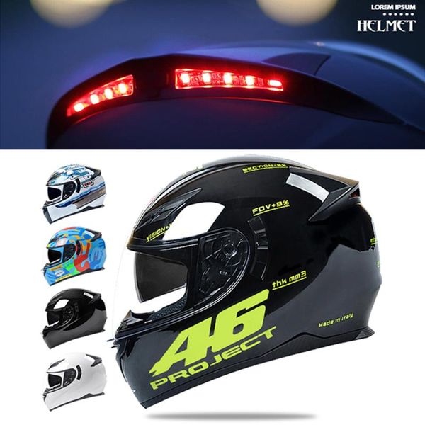

motorcycle helmets helmet led taillights full face high density abs sunshade waterproof motocross electromobile