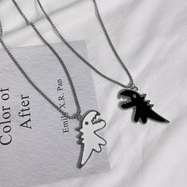 

pendant necklaces 1pcs cartoon dinosaur necklace trendy sweet women chain jewelry silver color