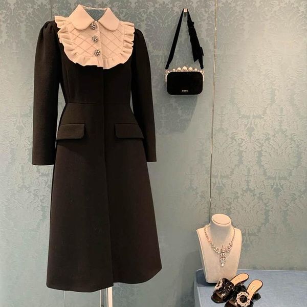 

women's trench coats 2021 brand designers luxury diamonds buttons long jacket women autumn winter korean fashion coat for, Tan;black