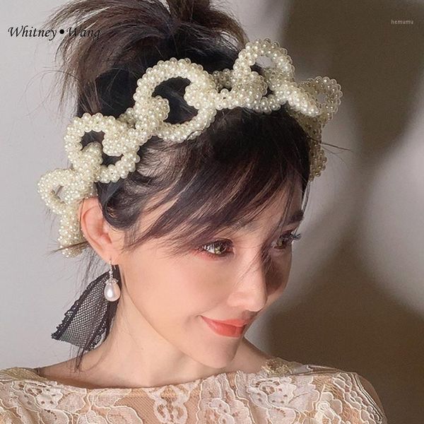 

wang 2021 summer fashion 2 ways wear pearls beading chains hairband for women headband girls headwear hair band1
