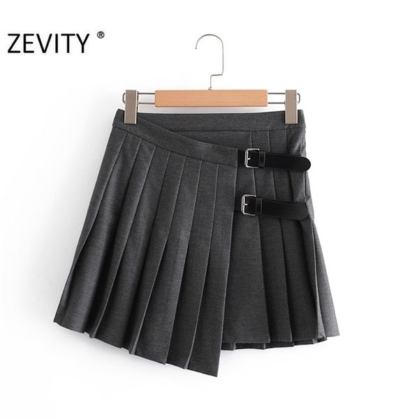 

women sweet buckle decoration solid pleated mini skirt faldas mujer england style female casual slim chic vestido qun703 210420, Black
