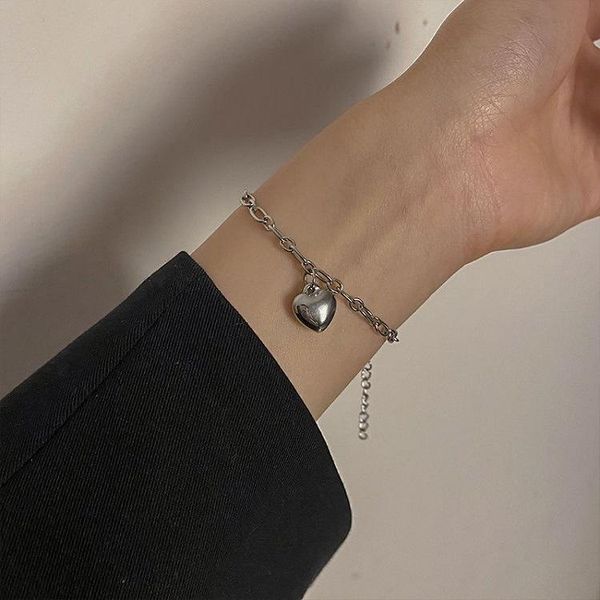 

link, chain love heart bracelet for women charm lover peach pendant bracelets female hand fashion jewelry, Black