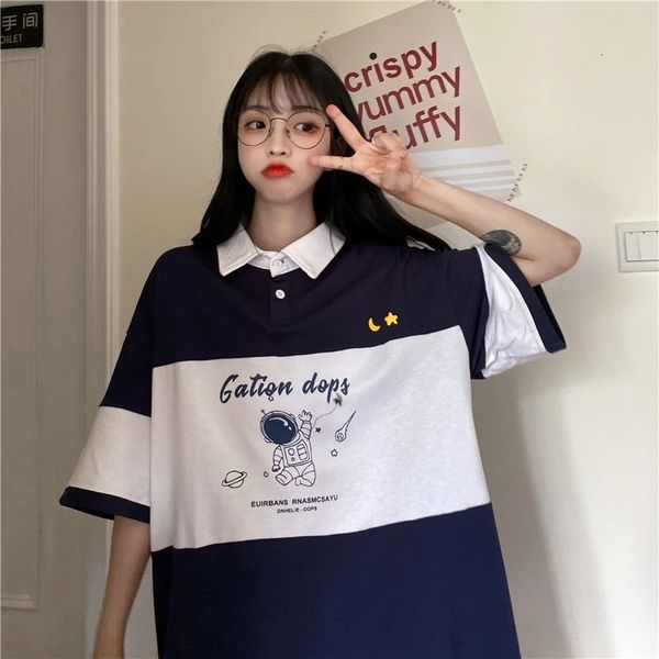 

summer chart t short sleeve shirts collar woman t-shirts size women's korean style clothes, White