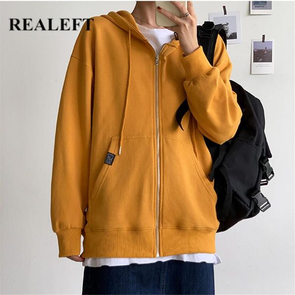 

women's hoodies & sweatshirts realeft 2021 autumn winter womens oversize hooded shirts solid long sleeve zipper cardigan pockets casua, Black