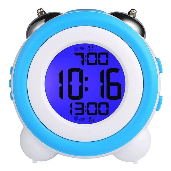 

kitchen timers digital dual alarm clock loud twin bell kids small large display with snooze and night light battery operated