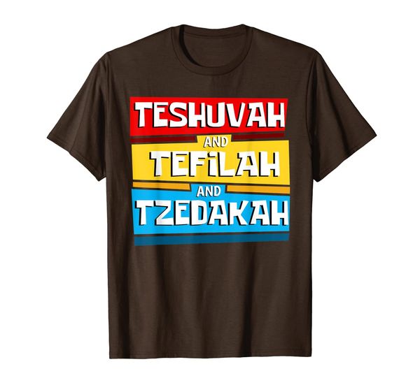 

teshuvah tefillah tzedakah - jewish hebrew holiday t-shirt, White;black
