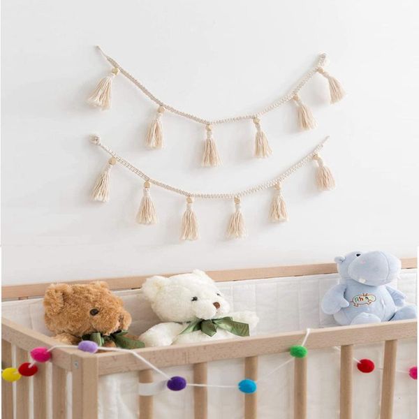

handmade woven tassel garland decor for rattan basket bohemian macrame wooden beads wall hangings ornament home decoration decorative object