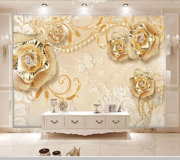 

wallpapers papel de parede luxury relief flower jewelry 3d stereo wallpaper mural,living room tv wall bedroom papers home decor