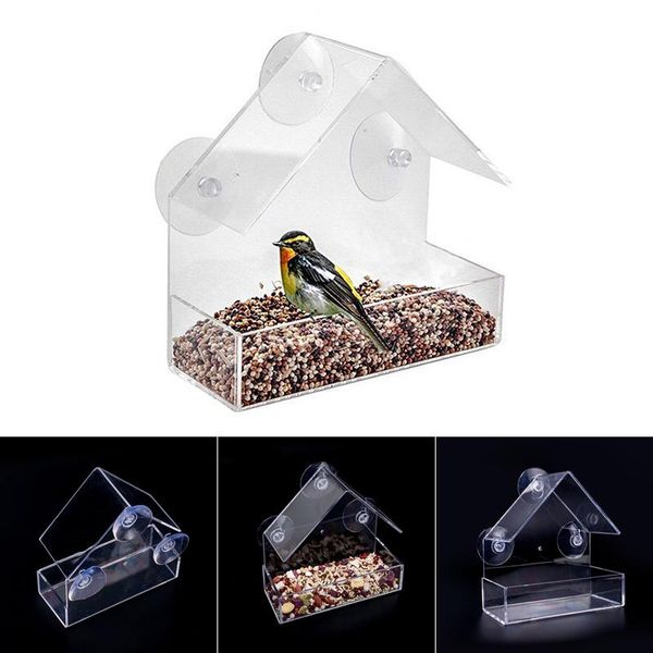 

other bird supplies triangular shaped birds feeder acrylic transparent food seed holder container hanging lb88