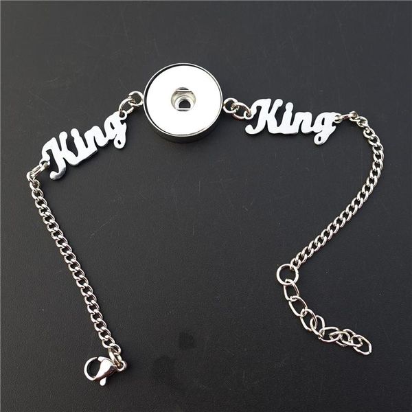 

charm bracelets stainless steel 18mm snap buttons king bracelet jewelry for men boys, Golden;silver