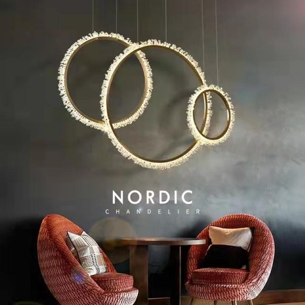 

chandeliers 2021 modern led lustre circle rings lamps crystal chandelier lighting for living room bedroom light fixtures hanging