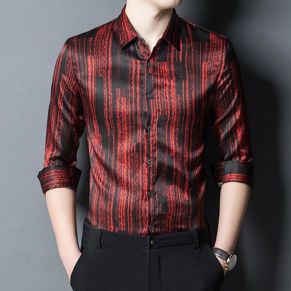 

men's casual shirts long-sleeved shirt men striped 2021 spring and autumn business clothes qwe9723, White;black