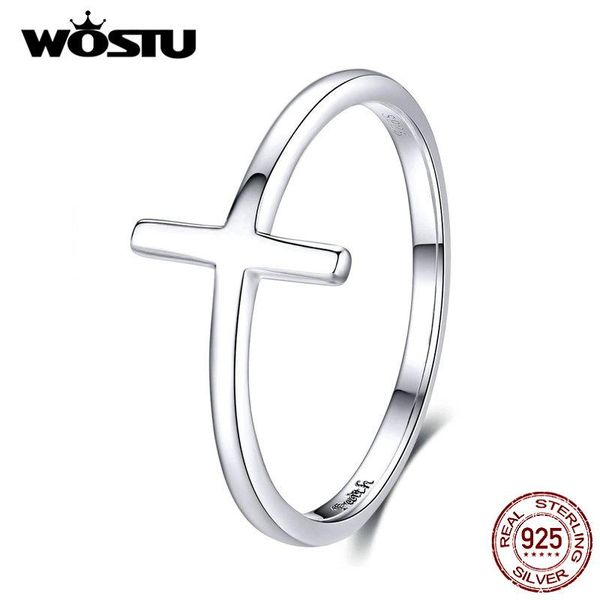 

wedding rings wostu arrival 100% 925 sterling silver cross fashion ring finger for women lover genuine luxury jewelry cqr562, Slivery;golden