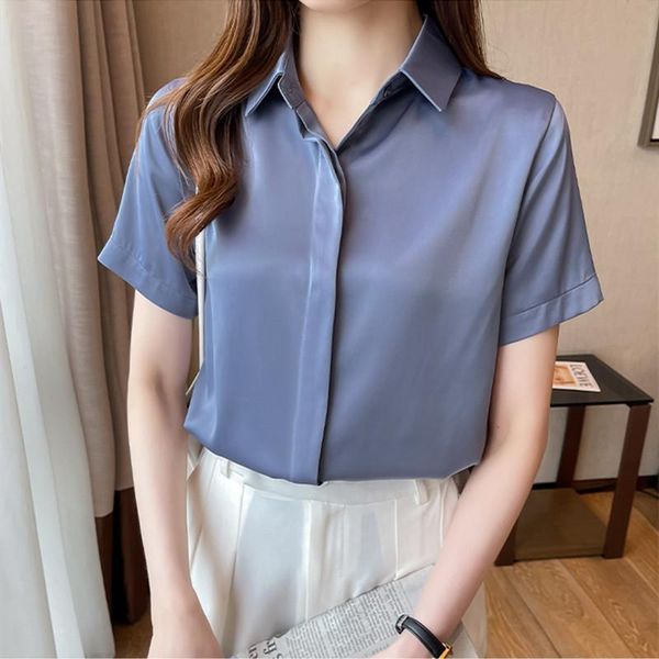 

women's blouses & shirts fashion woman 2021 short sleeve -neck and solid women basic ol womens summer clothing, White
