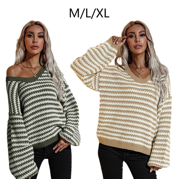 

women's sweaters lady v neck loose knit sweater long sleeves fall winter for women, White;black