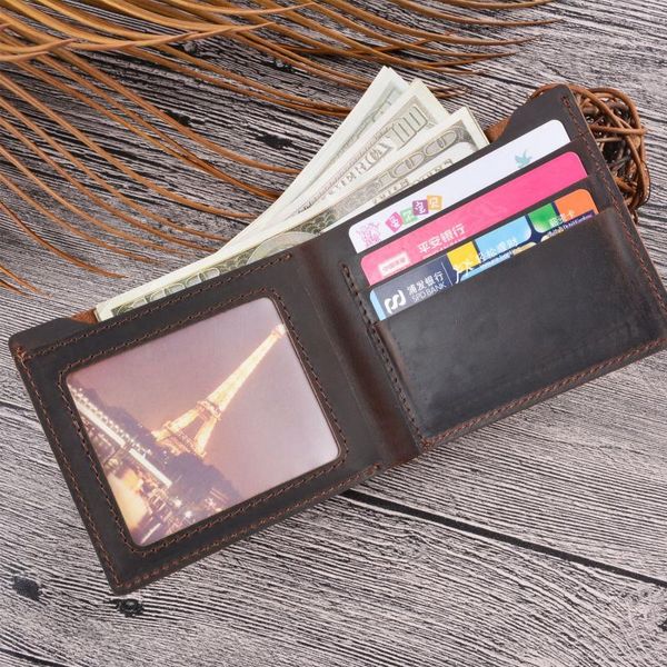 

wallets 2021 leather wallet cowhide men's short cardholder holder, Red;black