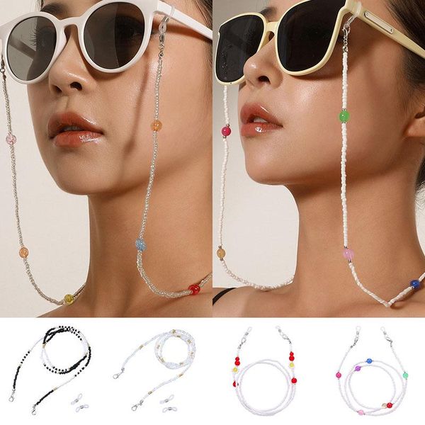 

sunglasses frames women mask chains acrylic pearl crystal eyeglasses retro beads eyeglass spectacle cord neck strap string, Silver
