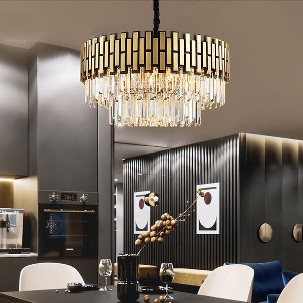 

chandeliers led luxury crystal chandelier round living room post modern villa nordic art restaurant lamp stainless steel decorative