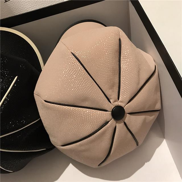 

luxury black pu leather octagonal hat british retro navy hat japanese korean version of tide ladies outdoor fashion painter hat, Blue;gray