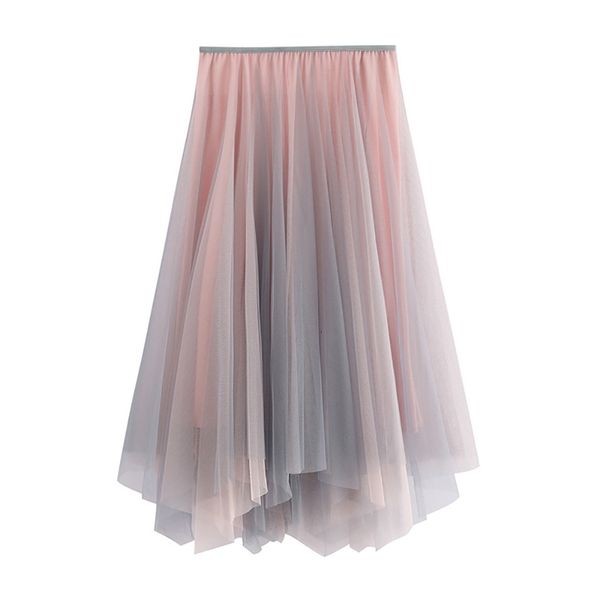 

skirts elegant high waist mesh maxi skirt women fashion asymmetrical a-line pink black lining long woman ladies clothes cx4g