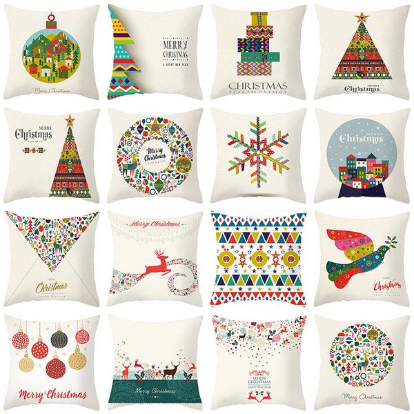 

pillow case 45 * christmas elk snowflake printed polyester pillowcase square