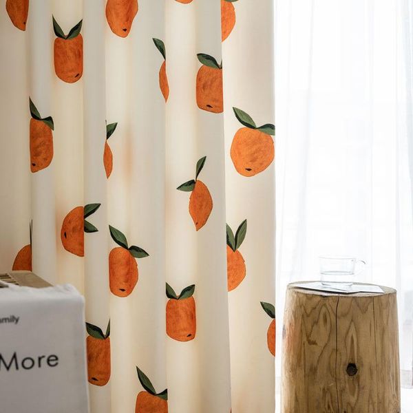 

summer small fresh curtains simple half shadow hand drawn illustration citrus living room dining bedroom curtain & drapes