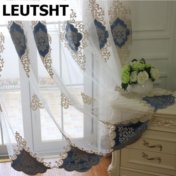 

white paste velvet window screen european high-end luxury embroidered curtains living room bedroom study custom curtain & drapes