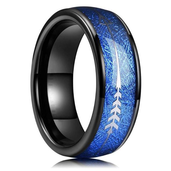 

wedding rings fdlk 8mm black tungsten carbide stainless steel ring with meteorite wood inlaid arrow men's boutique jewellery, Slivery;golden