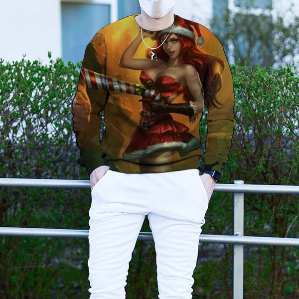 

men's christmas 3d long sleeve sleeveless sweater christmas girl magic wand pattern costume, White;black