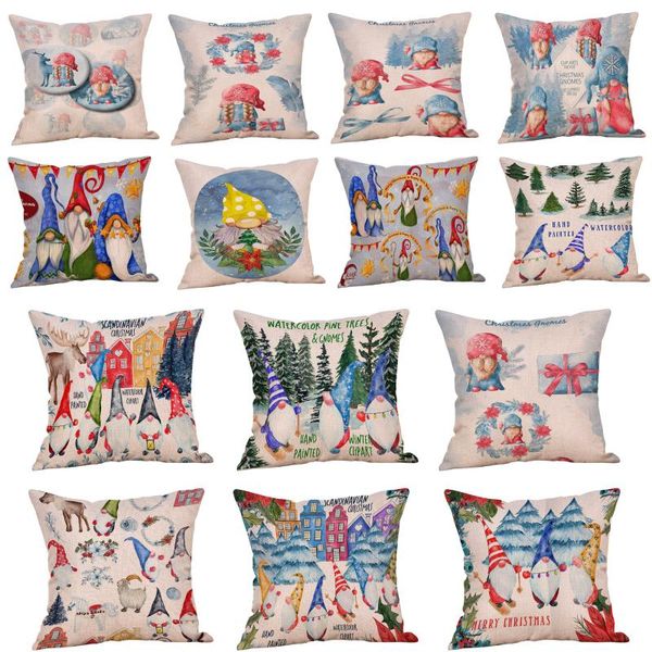 

cushion/decorative pillow cartoon faceless doll santa claus print pillowcase christmas cushion cover for sofa case pillows car throw home de