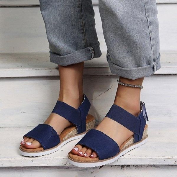 

women sandals soft leather wedges shoes espadrilles platform female hook&loop summer chaussures femme, Black