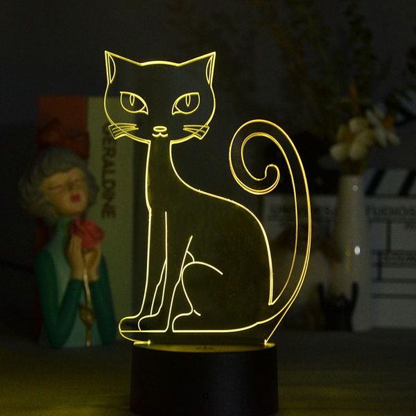 

night lights 3d kids light cute cat children's bedroom decoration lamps bedside table led kitten kitty art decor kawaii room